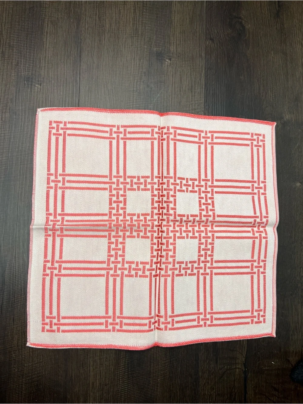 Set of Six Vintage White and Pink Patterned Napkins